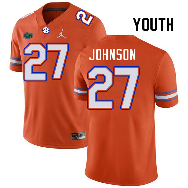 Youth #27 Dijon Johnson Florida Gators College Football Jerseys Stitched-Orange